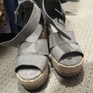 Grey espadrille wedges